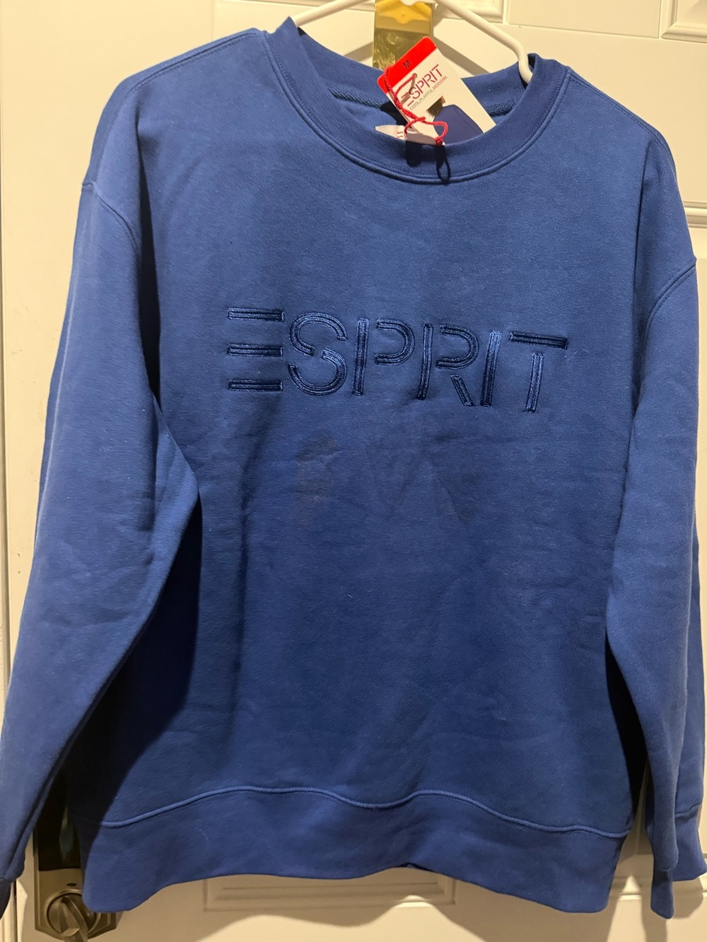 Retro viral SZ M -Esprit Royal Blue Crewneck Sweatshirt NWT Embroidered Logo